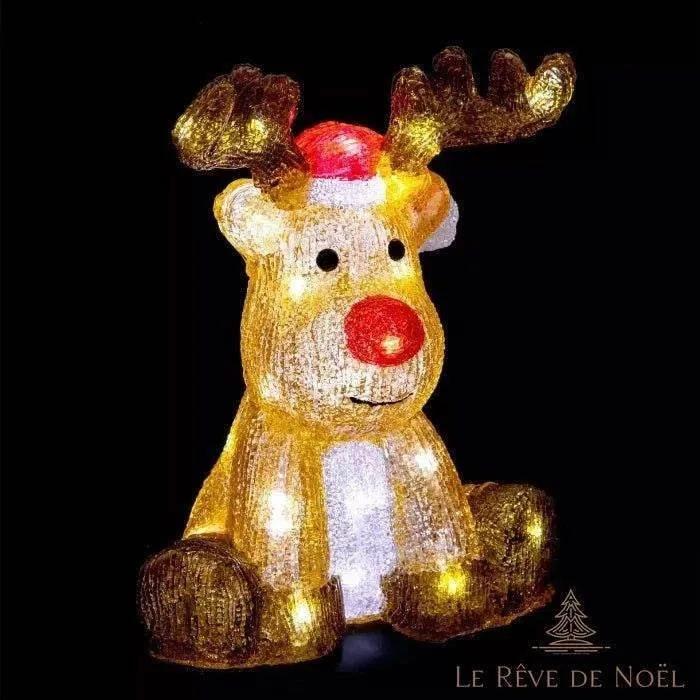Renne lumineux de Noël en acrylique