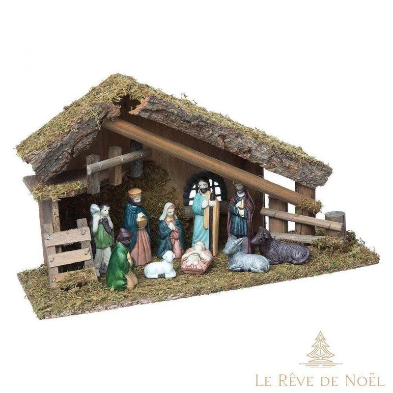 Crèche de Noël et 10 santons de porcelaine