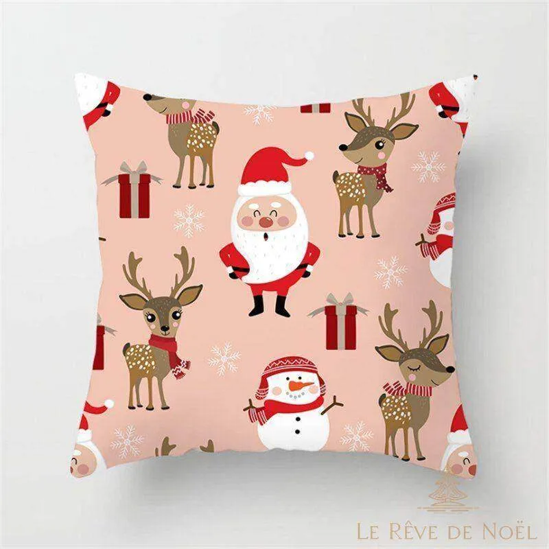 Housse de coussin noël rose