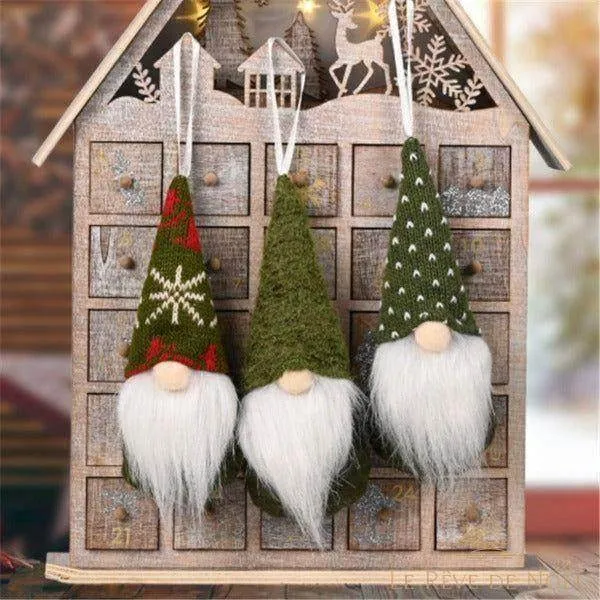 Lot de 3 lutins de Noël à suspendre - Verts