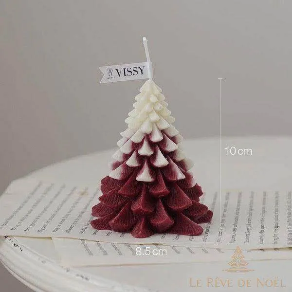 Bougie de Noël - Sapin rouge enneigé