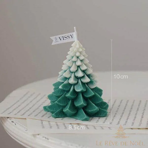 Bougie de Noël - Sapin vert enneigé