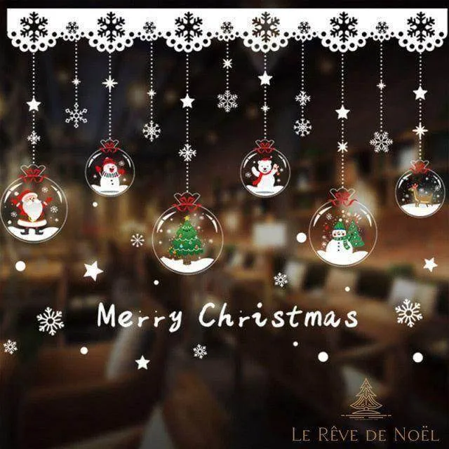 Stickers de Noël - Vitrine enneigée