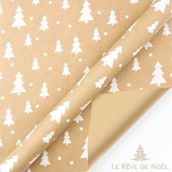 Papier cadeau de Noël - Sapin blanc