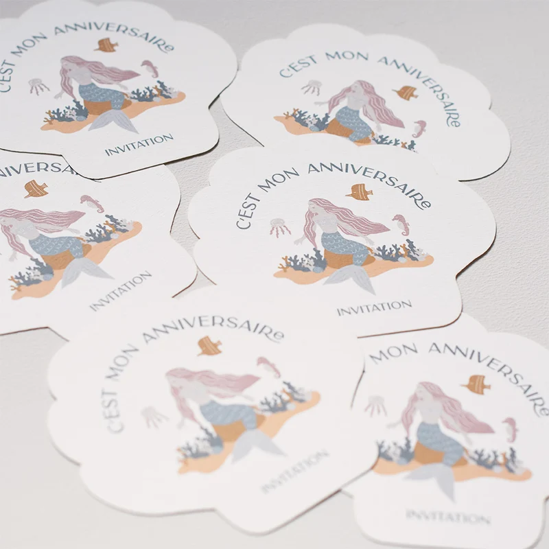 Lot de 6 invitations « Océan » coquillage papier