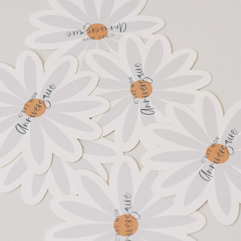 Lot de 6 invitations « Fleurs » marguerites papier