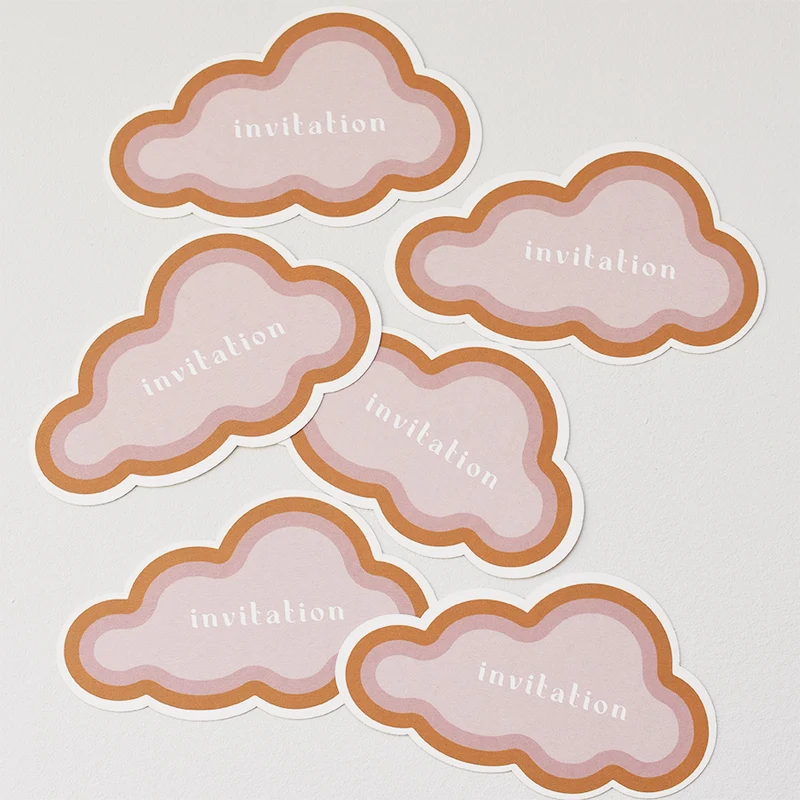 Lot de 6 invitations « Arc-en-ciel » nuage papier