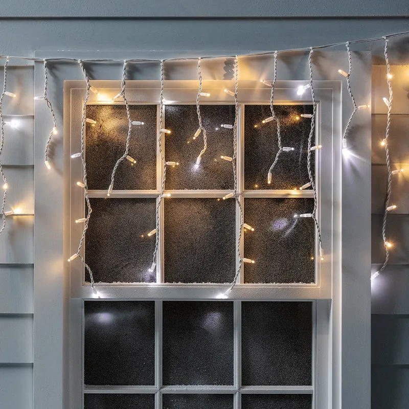 Guirlande Stalactite Pro Connect IP67, 14m 700 LED Blanc Chaud Câble Blanc Raccordable