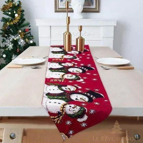 Chemin de table Noël - Bonhommes de neige