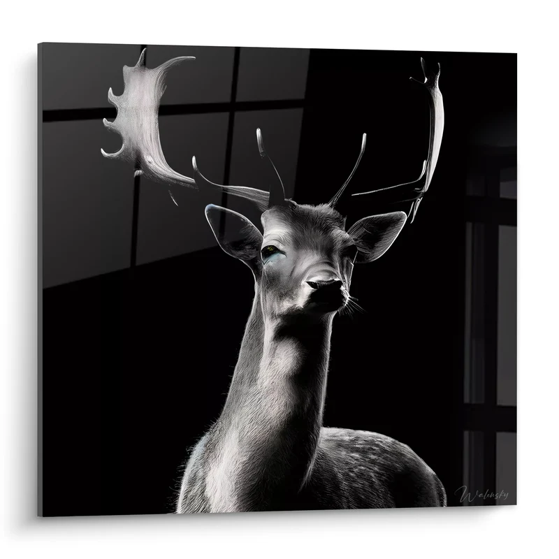 Tableau Cerf gris et noir aux bois majestueux - Veille nocturne - Edition Cerf