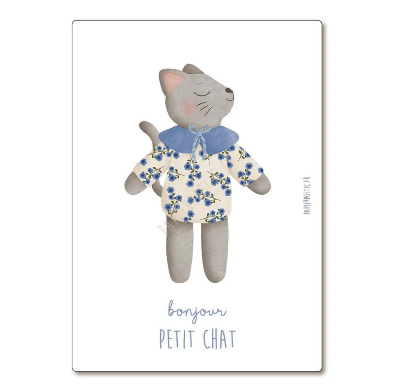 Carte Postale / Card “Doudou Chat anémone"