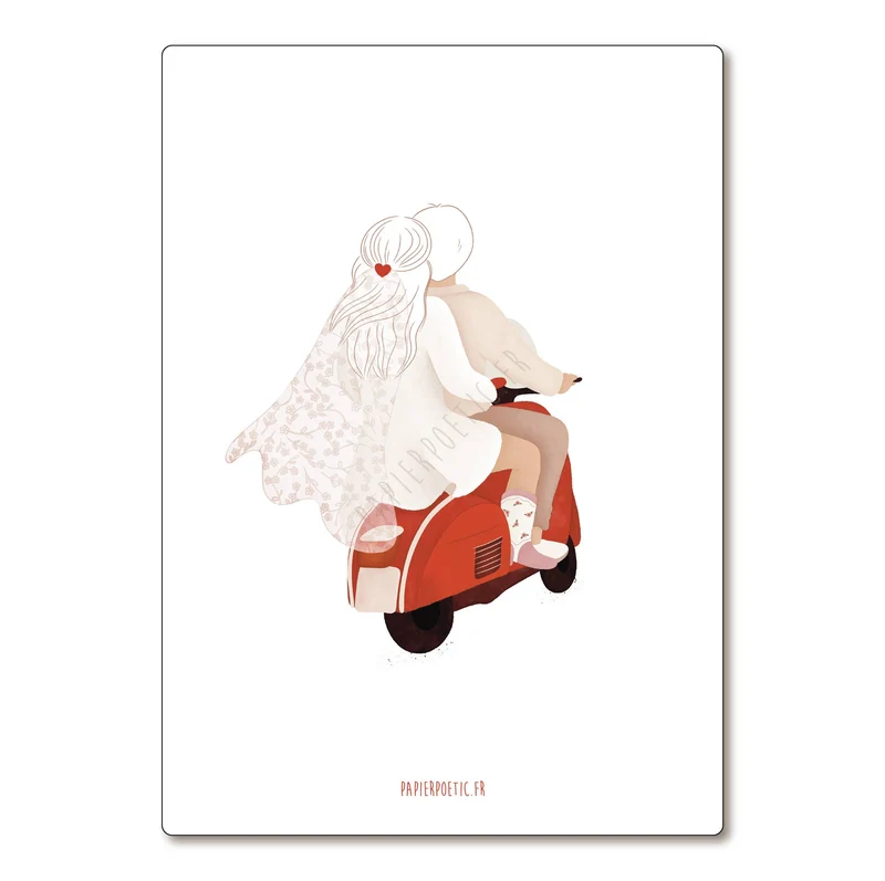 Carte Postale / Card "Scooter des mariés"