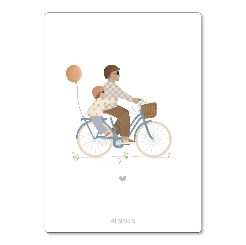 Carte Postale / Card "En vélo Papa"