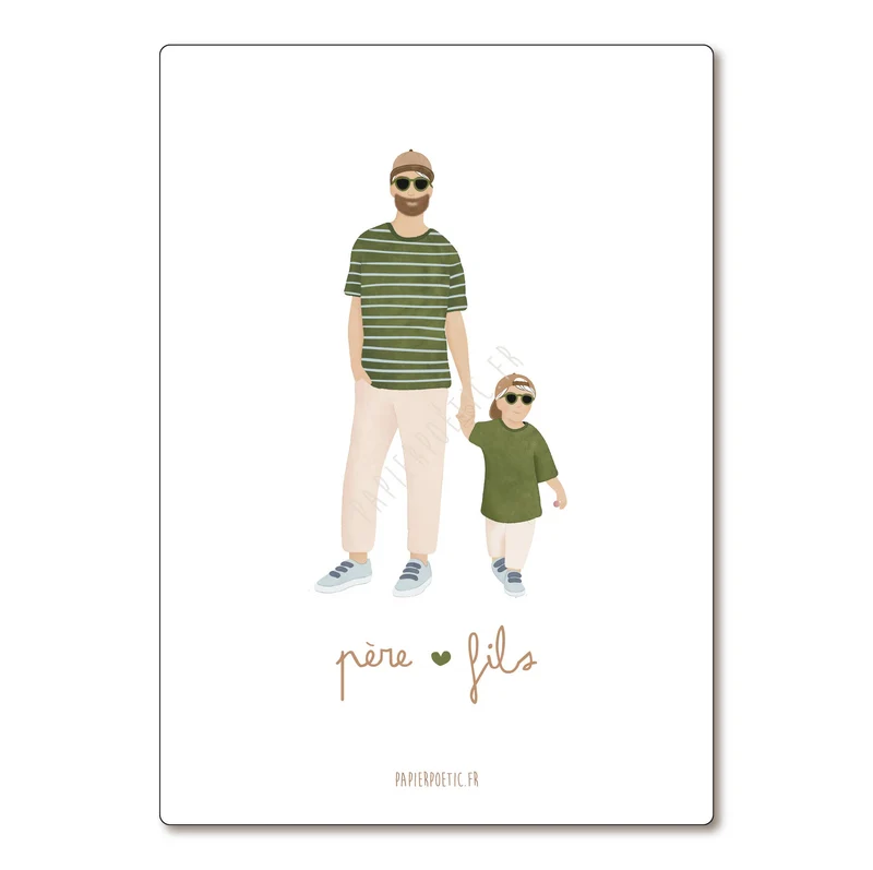 Carte Postale / Card "Matchy matchy père fils"