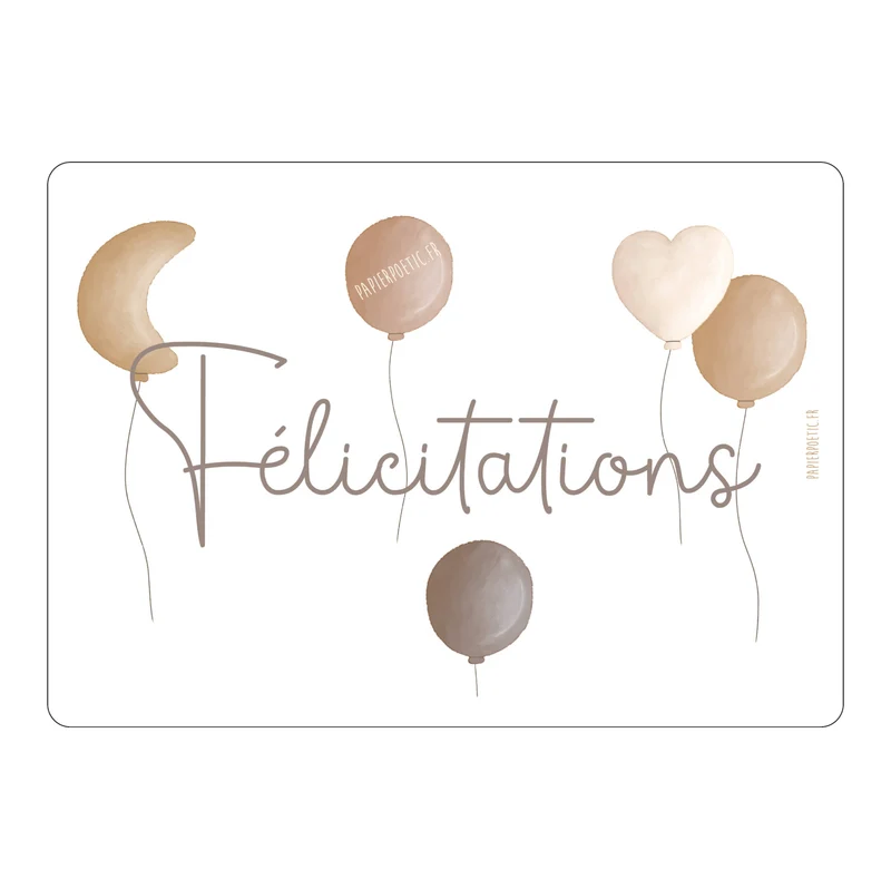 Carte/Card "Félicitations Ballon Lune"