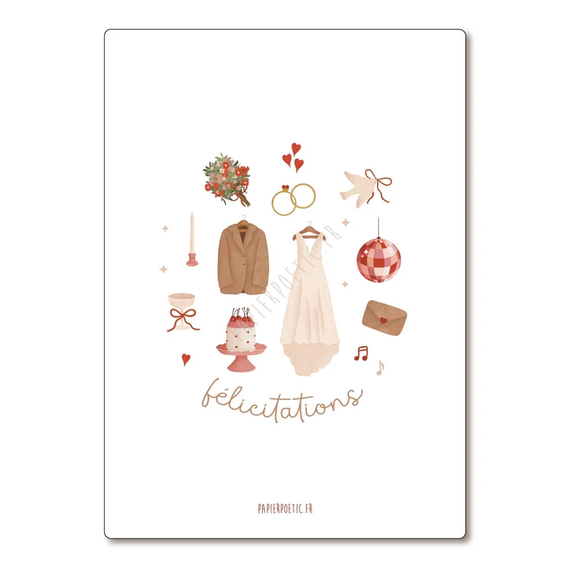 Carte Postale / Card "Félicitations mignonneries mariage"