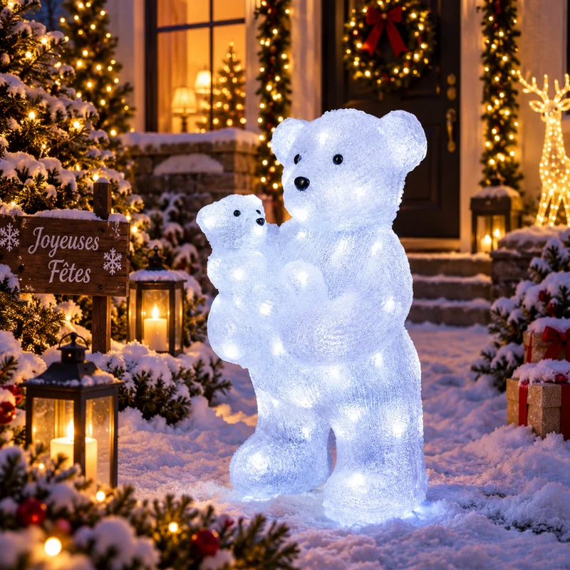 Ours et Ourson Lumineux de Noël