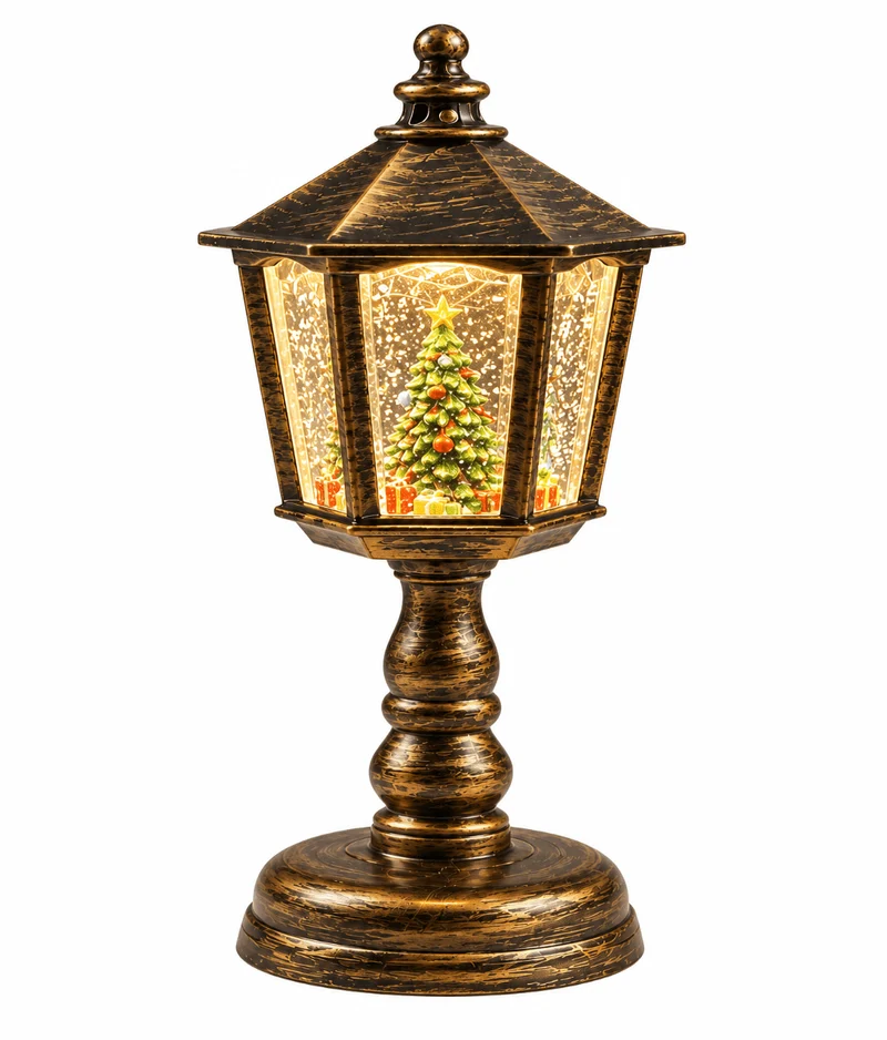 Lanterne boule à neige de Noël – LED blanc chaud avec musique