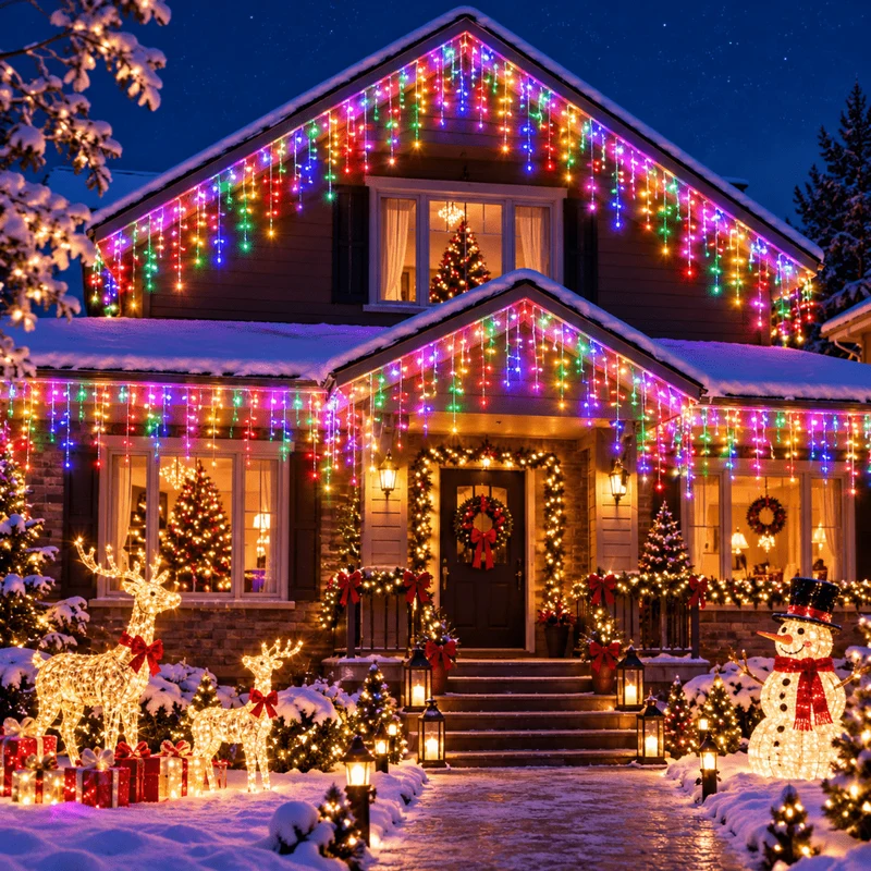 Rideau Lumineux de Noël Extérieur 20 m – 800 LED Multicolores