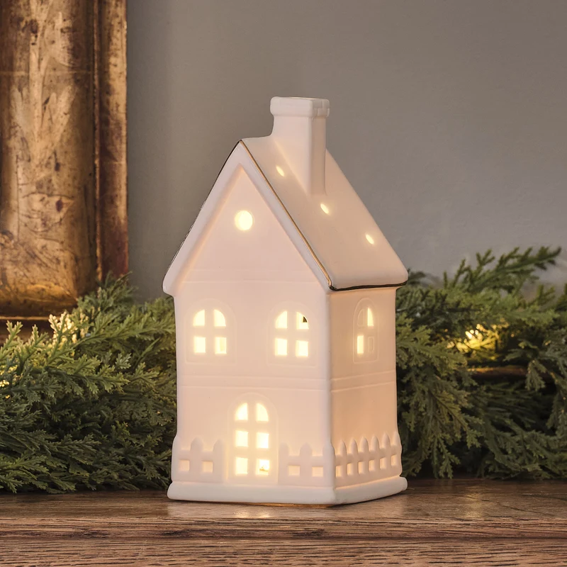 Grande Maison Lumineuse en Céramique Blanche