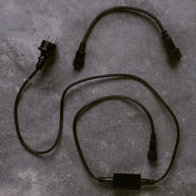 Prise Pro Connect Noire avec Câble convertisseur pour guirlandes IP44
