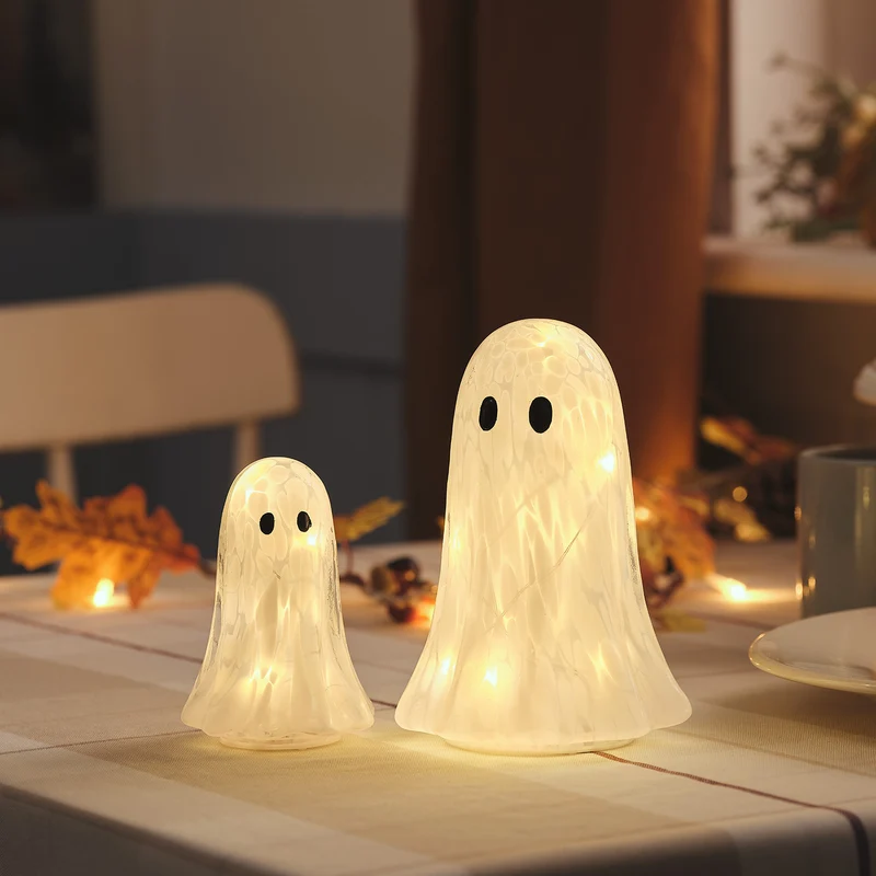 Lot de 2 Fantômes Lumineux Gertie en Verre Confetti