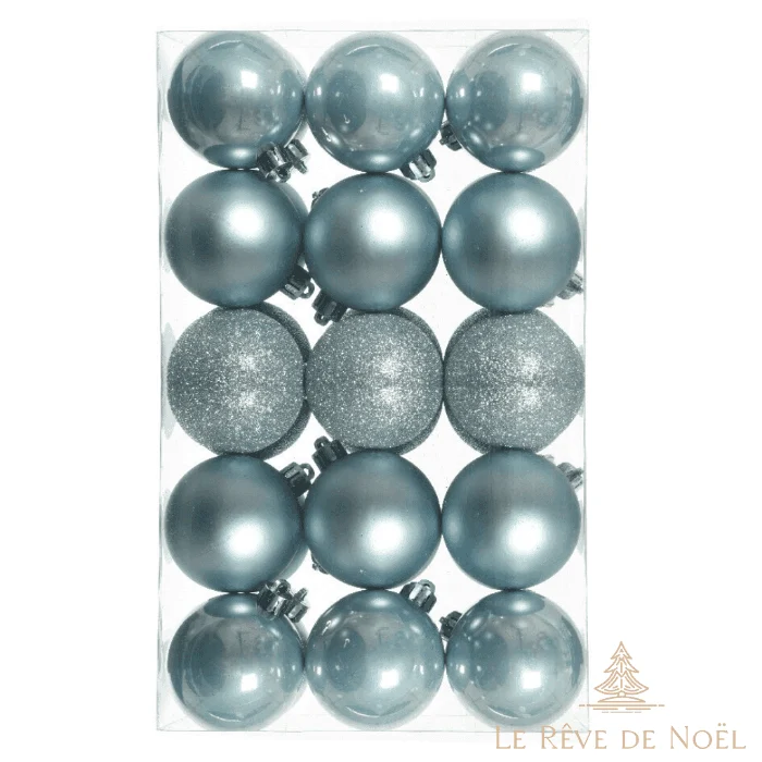 Lot de 30 boules de Noël bleues 6 cm