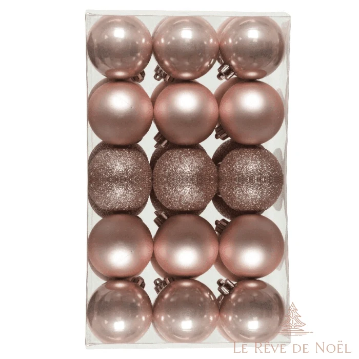 Lot de 30 boules de Noël roses 6 cm