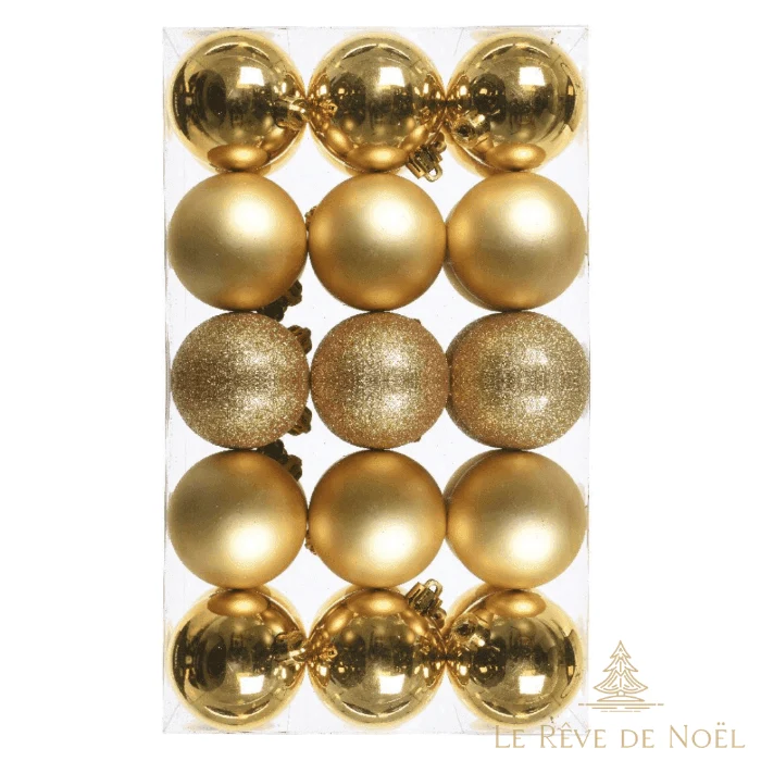 Lot de 30 boules de Noël dorées 6 cm
