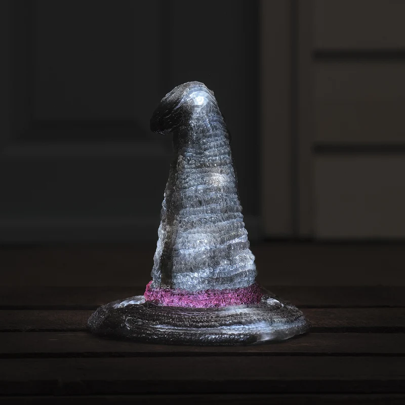 Chapeau de Sorcière 3D en Acrylique à LED Blancs