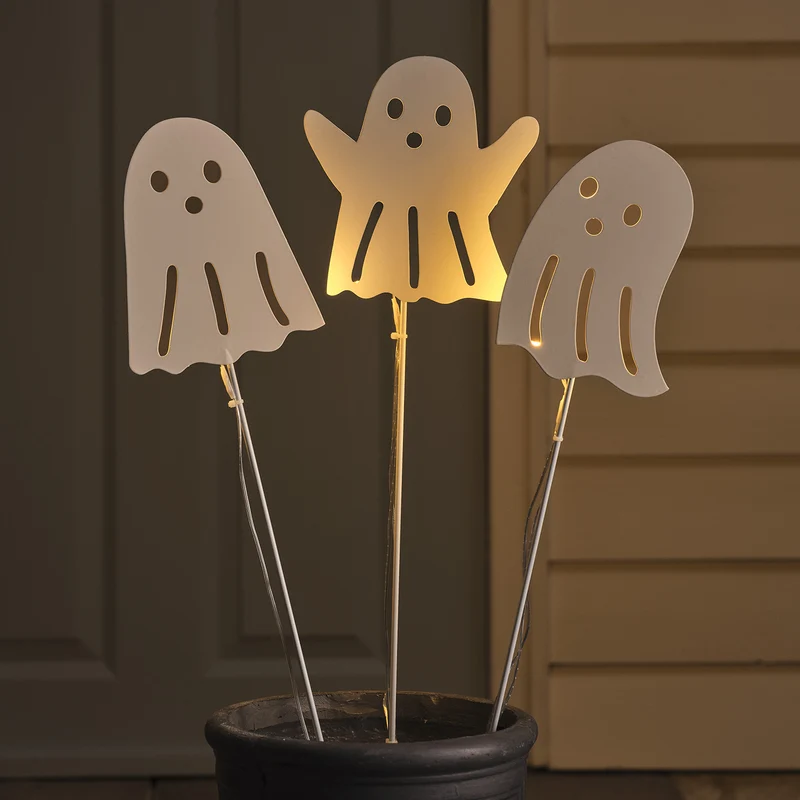 3 Balises Fantômes Lumineuses d'Halloween à LED