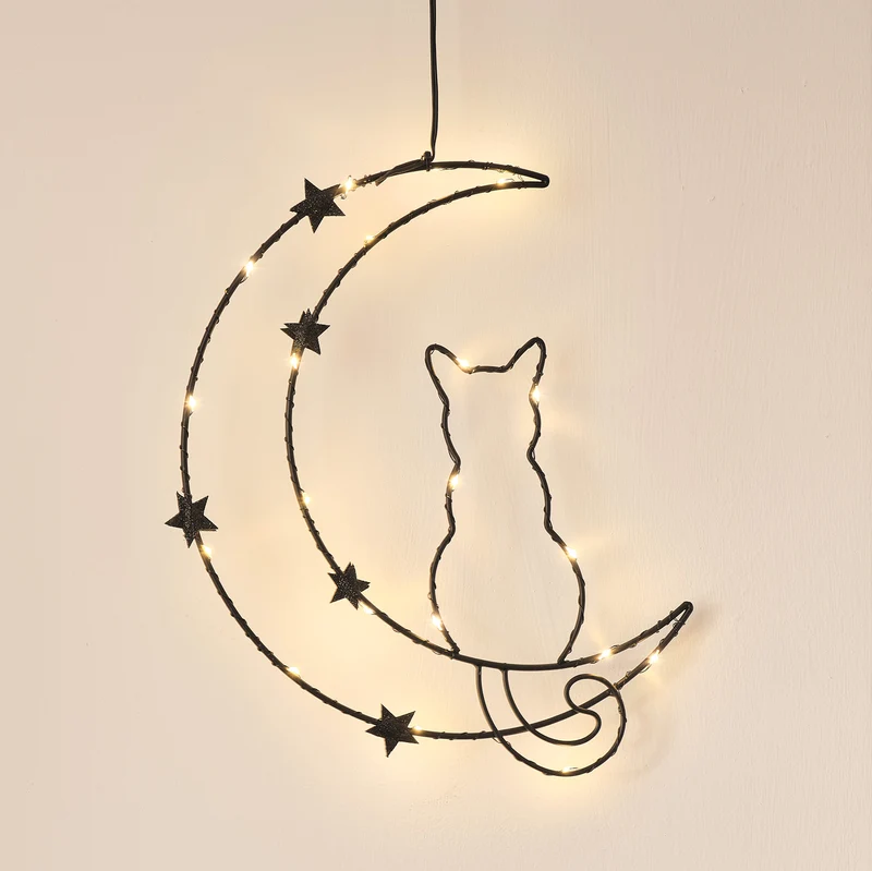 Décoration Silhouette Chat et Lune Osby d'Halloween à LED