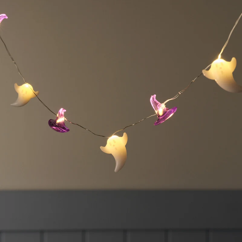 Guirlande Lumineuse Micro LED à 20 Chapeaux de Sorcière et Fantômes