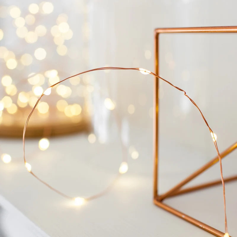 Guirlande à 100 Micro LED Blanc Chaud sur Câble Cuivré