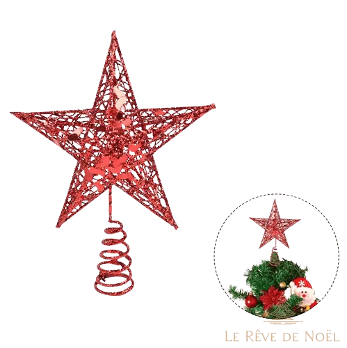 Cimier de sapin de Noël étoile - Rouge
