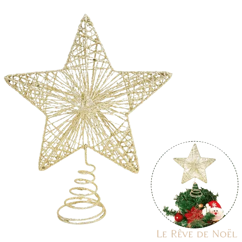 Cimier de sapin de Noël étoile 20cm - Or