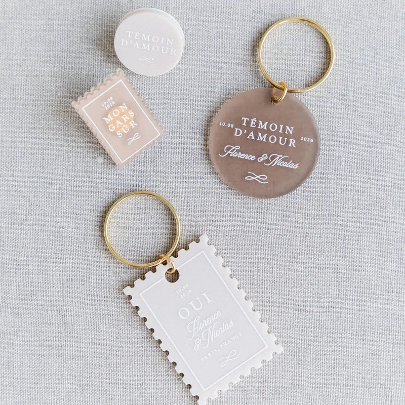 Pin's rond personnalisé mariage - collection "Nude"