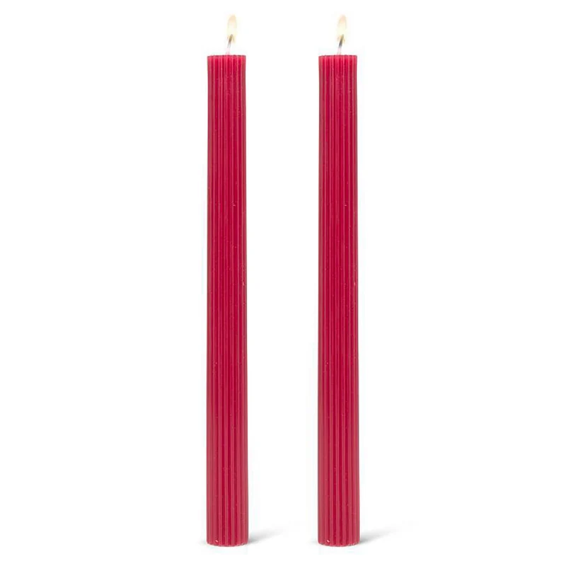 Ensemble de 2 chandelles striées - Rouge