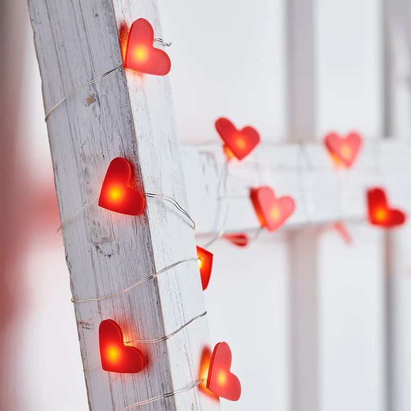 Guirlande Lumineuse Micro LED à 20 Cœurs Rouges