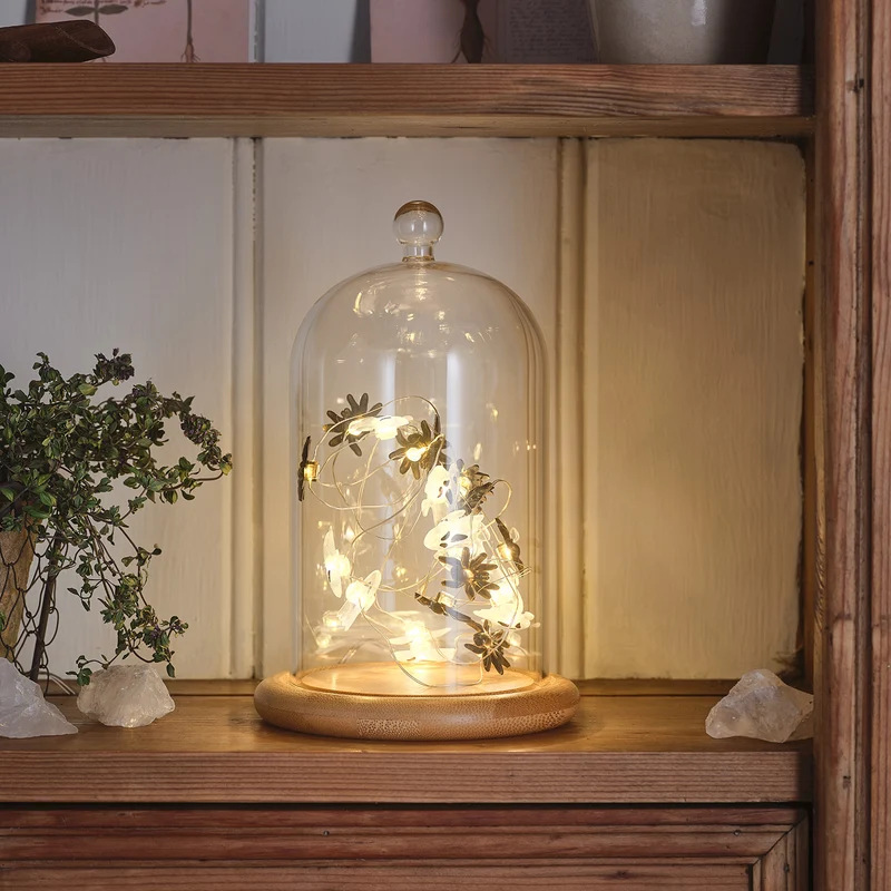 Lot de Cloche en Verre & Guirlande Micro LED Fantômes et Araignées