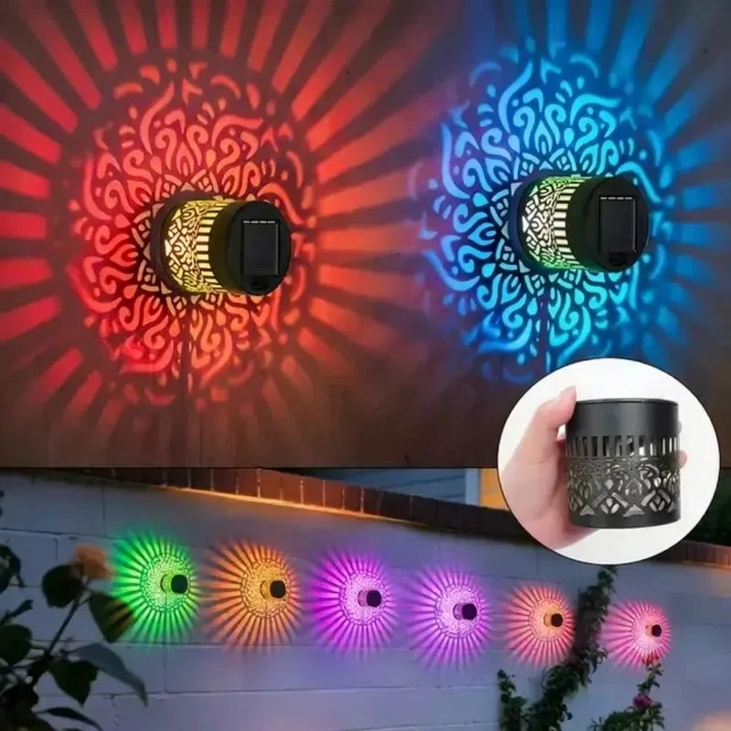 RGB Color Changing Mandala Solar Fence Lights – IP65 Waterproof Multi-Color Sunflower Wall Lamp for Garden Holiday Decor