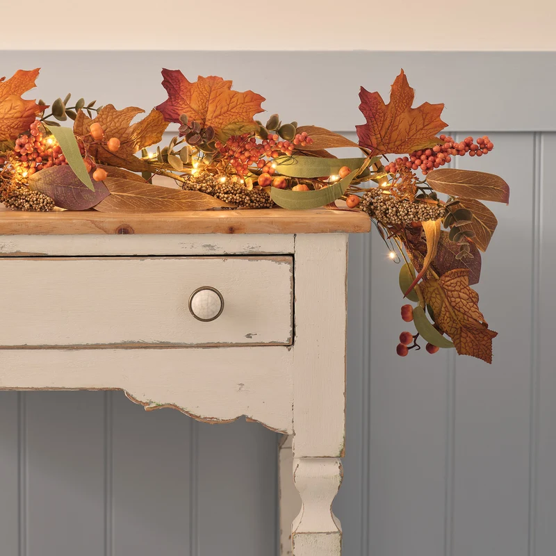 Guirlande d’Automne Pré-éclairée Feuilles d’Érable de 1,5 m
