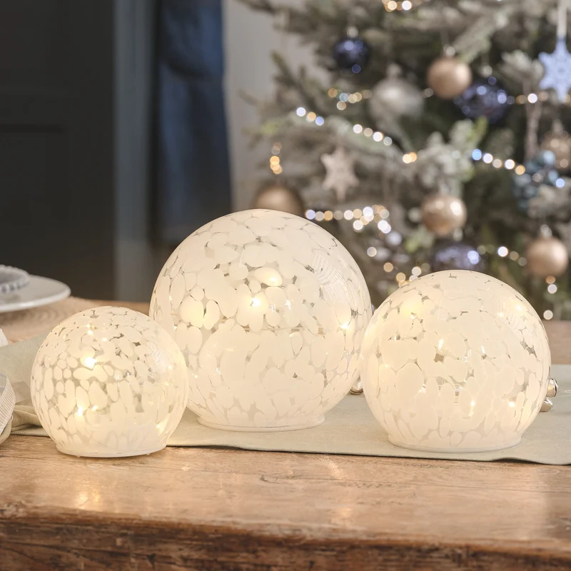 Lot de 3 Globes en Verre Confetti Lumineux à LED Blanc Chaud