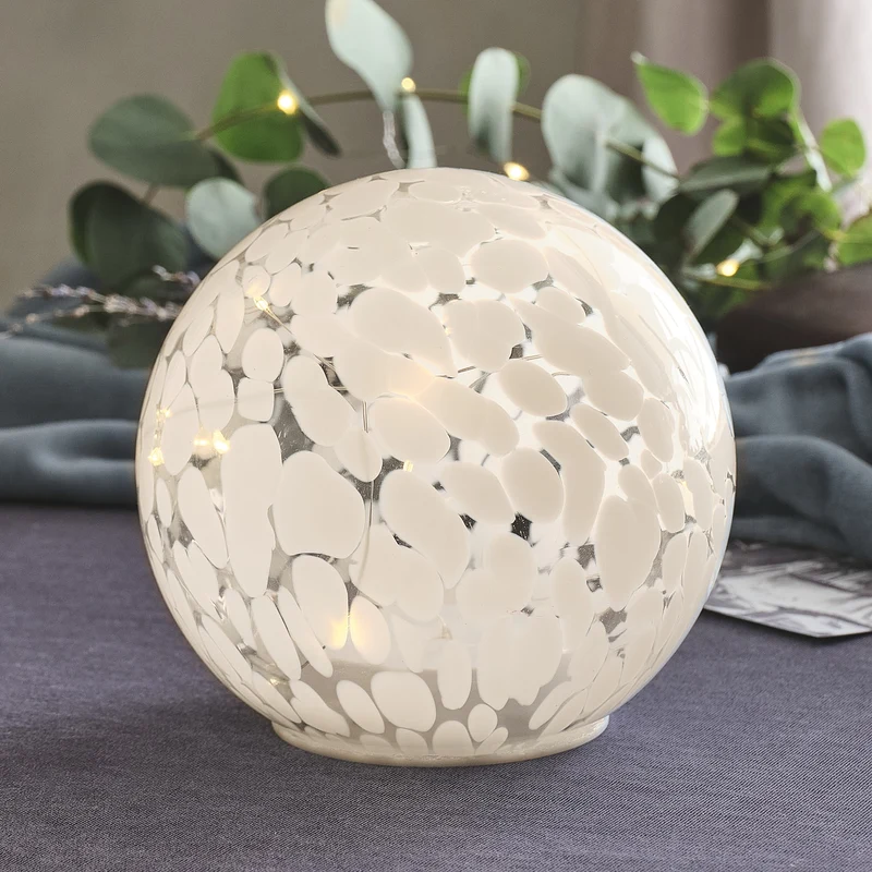 Globe en Verre Confetti Lumineux à LED Blanc Chaud - Grand