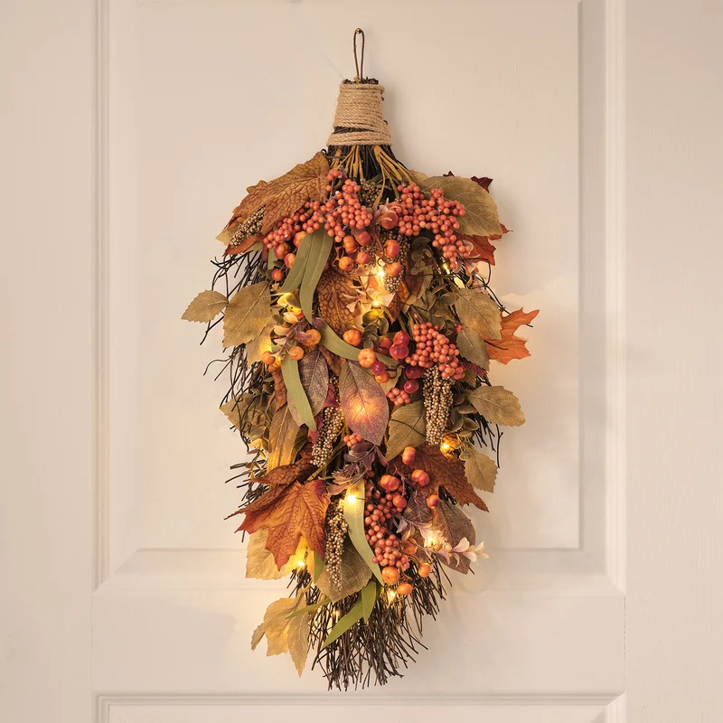 Bouquet Mural d’Automne Pré-éclairé aux Feuilles d’Érable