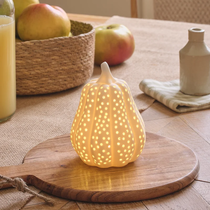Courge Lumineuse en Porcelaine Blanche Mate