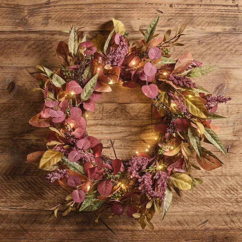 Couronne Automne-Hiver Pré-éclairée de 50 cm