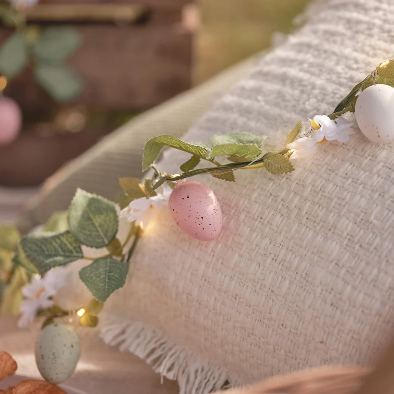 Guirlande Lumineuse Printanière de 1,5 m avec Œufs de Pâques et Pâquerettes