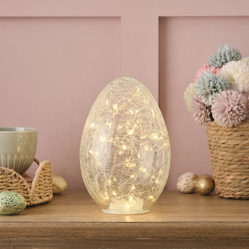 Œuf de Pâques Lumineux en Verre Craquelé