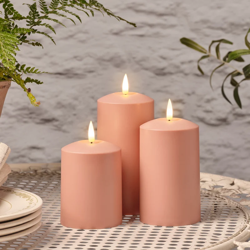 3 Bougies Télécommandées d'Extérieur TruGlow® Couleur Terracotta